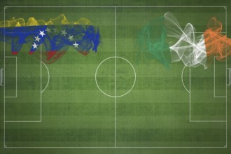 Venezuela vs Ireland Soccer Match, national colors, national flags, soccer field, football game,