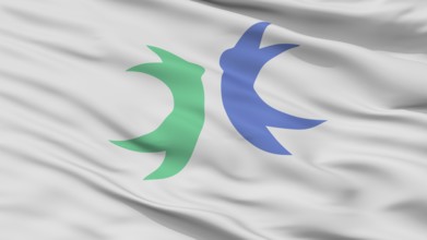 Hokuto City Flag, Country Japan, Yamanashi Prefecture, Closeup View