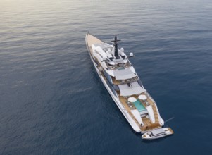 Aerial view of 109 metre motor yacht Bravo Eugenia, delivered in 2018 by the Dutch shipyard Oceanco