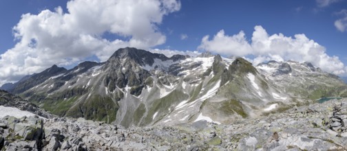 Austrian Alps near the Weissee or White lake in the Hohe Tauern National Park in the summer. Alps.