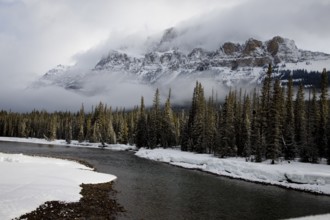 Castle Mountain Alberta in Winter Banff Park