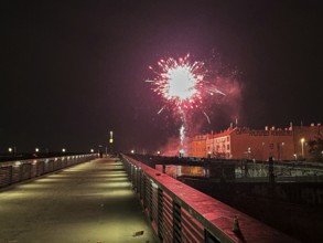 Germany, Berlin, 01.01.2025, New Year's Eve 2024, Schwedter Steg, Fireworks, Europe