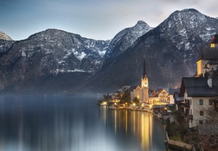 Dusk at Lake Hallstatt, Salzkammergut, Austrian Alps
