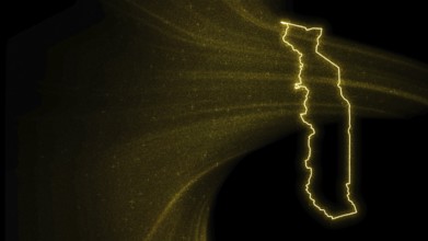 Map of Togo, Gold glitter map on dark background