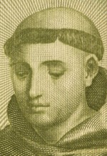 Anthony of Padua (1195-1231) on 20 Escudos 1964 banknote from Portugal. Portuguese Catholic priest