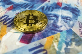 Photo of Crypto currency concept, A Bitcoin with Swiss franc currency, Switzerland, Europe