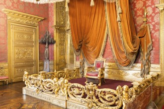 Turin, Italy, April, 2023: Royal Palace Throne Room. Luxury elegant ancient interior, circa 1860,