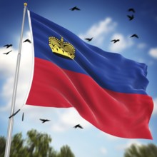 Flag of Liechtenstein, This is a computer generated and 3d rendered image
