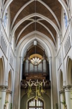 Gothic interior design of the Saint Peter Catholic chruch of Jette, Brussels, Belgium, June 2017,