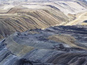 View over the Garzweiler open-cast lignite mine, Rhenish lignite mining area, Germany, Europe