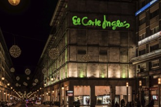 Palma de Mallorca, Spain, 12 29 2017: Shopping street and people at night, Europe