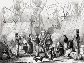 German Emigration, port of Le Havre, Normandy, France, 19th Century, Europe