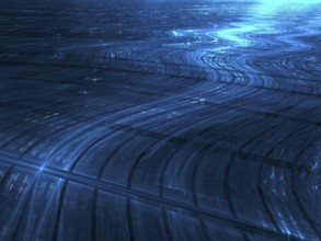 Wavy technology background with cells and light effects. Abstract computer-generated image. Tech