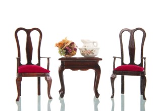 Queen ann style furniture isolated over white background