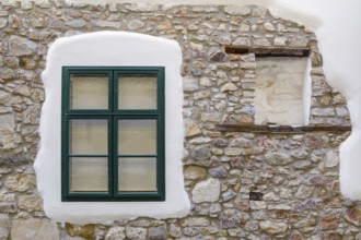 Old Stone Wal with Closed Window Szekesfehervar, Hungary, Europe