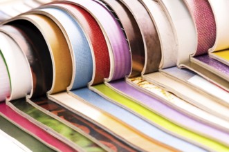 Stack of open magazines