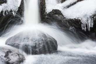 Winter stream, Dundret Nature Reserve, Gällivare, Norrbotten, Lapland, Sweden, October 2016, Europe