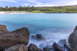 Anakena Beach on Easter Island, Rapa Nui in Chile. South America
