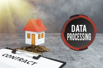 Sign displaying Data Processing, Word for collection and manipulation of items of data to produce