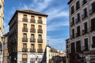 Madrid, Spain, November 1, 2020: Street view of the historic center of Madrid. Square of Comandante