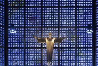 Berlin, Germany, July 30, 2019: Interior view of Kaiser Wilhelm Memorial Church in Berlin.