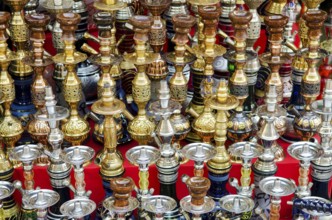 Narguileh shisha water pipes detail in cairo in egypt