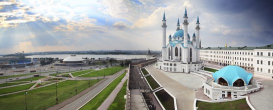 Panorama with kul sharif mosque in kazan kremlin russia