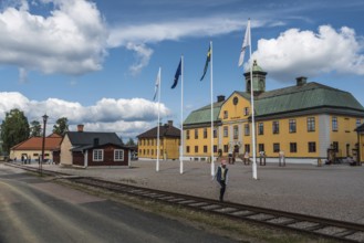Falun, Dalarna, Sweden, 08 05 2019 View over the main building and the railwaytracks from the