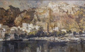 Sunset in Puerto de Pollensa, Miquel Llabres, 1968, oil on canvas, pollensa museum, Majorca,