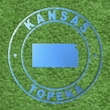 Map of Kansas, Forest with Water Map, CO2 Reduction