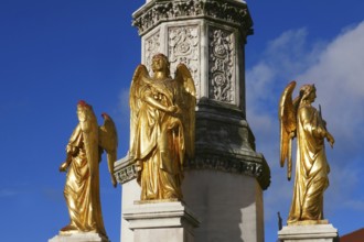 Zagreb sculpture of the Golden Angel in front of the cathedral