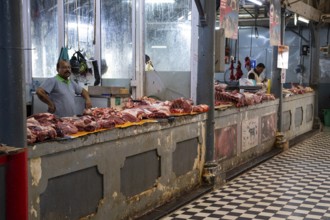 Market, meat hall, Port Louis, Indian Ocean, island, Mauritius, Africa