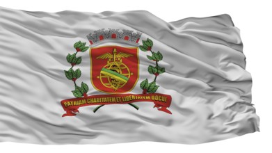 Santos City Flag, Country Brasil, Isolated On White Background