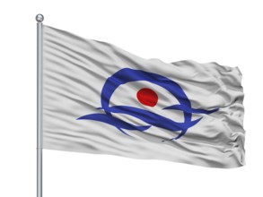 Kyotango City Flag On Flagpole, Country Japan, Kyoto Prefecture, Isolated On White Background