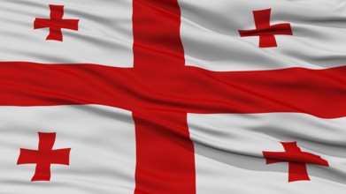 Closeup Georgia Flag, Waving in the Wind, High Resolution