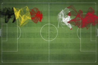 Belgium vs Bahrain Soccer Match, national colors, national flags, soccer field, football game,
