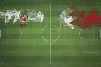 Iran vs Bahrain Soccer Match, national colors, national flags, soccer field, football game,