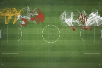 Bhutan vs Iran Soccer Match, national colors, national flags, soccer field, football game,