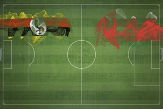 Uganda vs Oman Soccer Match, national colors, national flags, soccer field, football game,