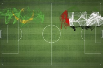 Mauritania vs United Arab Emirates Soccer Match, national colors, national flags, soccer field,