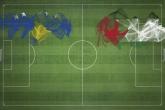 Kosovo vs Palestine Soccer Match, national colors, national flags, soccer field, football game,