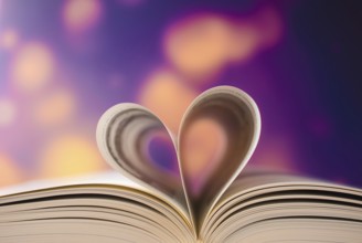 Book pages that form a heart shape