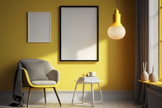 Home interior poster mock up with vertical frame, wall mockup interior. Wall art. 3d rendering, 3d