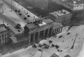 Berlin in the 1930s. An aerial view of Brandenburger gate on december 15 1933. An 18th- century