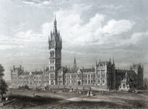 The new buildings of the University of Glasgow at Gilmorehill, 19th century, Glasgow, Scotland,