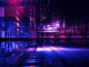 Abstract blue and purple science fiction or high tech background - computer-generated 3d