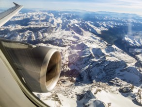 The Alps in Austria seen from an aeroplane on a flight from Austria