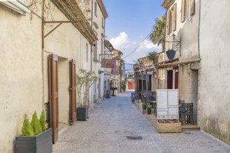 Street in Cite de Carcassonne historic center, France, Europe