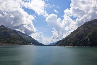 The reservoir for hydroelectric power generation in Malta, Carinthia, Austria. Kölnbrein reservoir