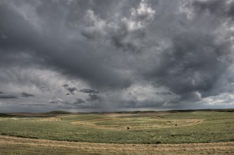 Prairie Road Storm Clouds Saskatchewan Canada field